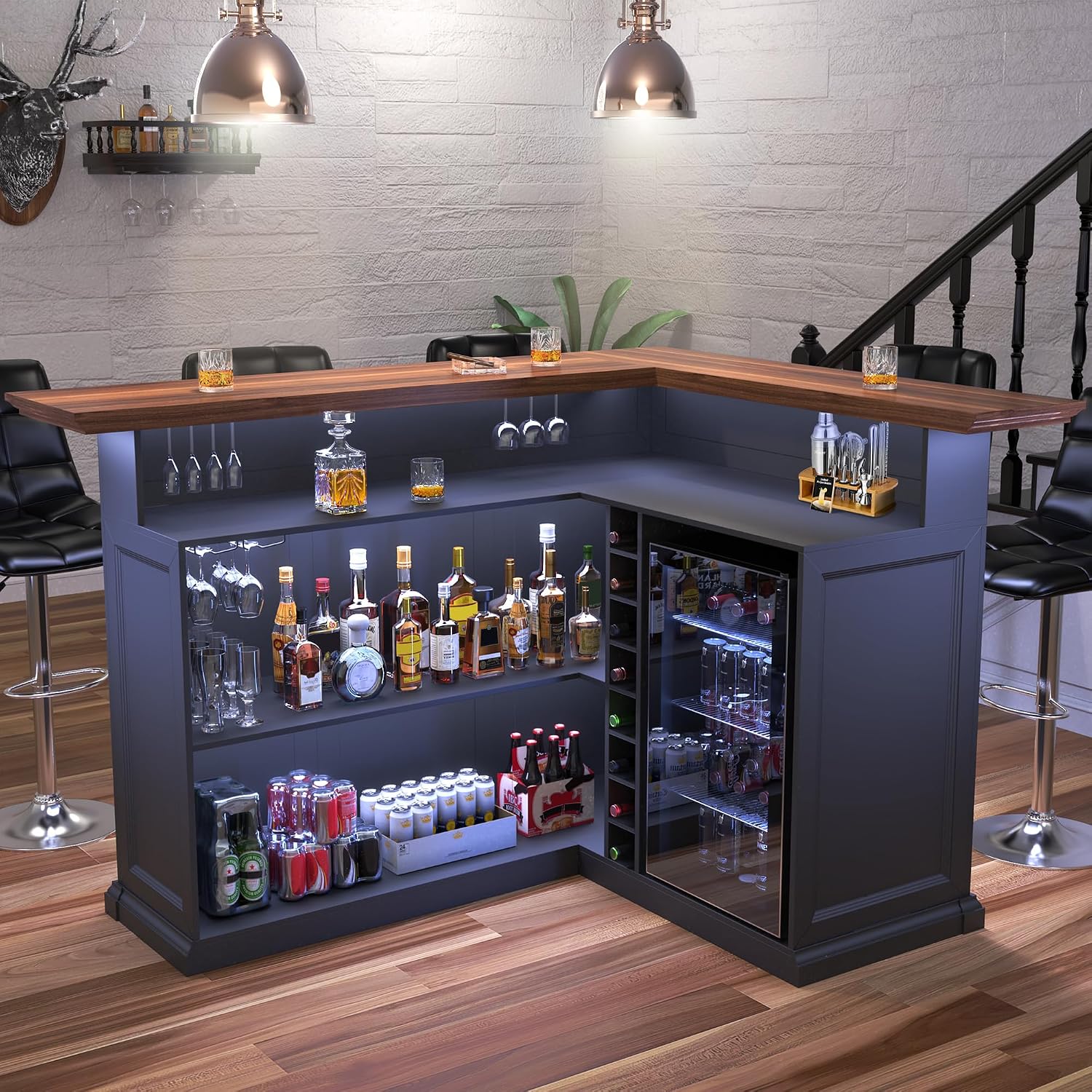 Home Bar Lounge - Szafka barowa w kształcie litery L